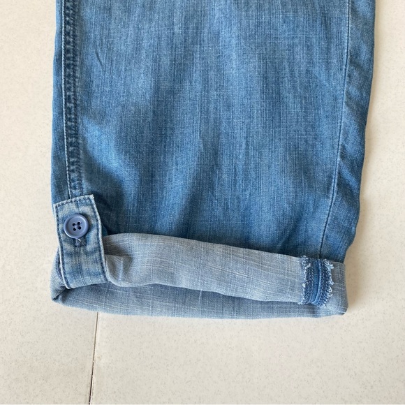 Talbots Women 12P Chambray Pants Summer Twill Slim Leg Rolled Hem - Picture 16 of 16